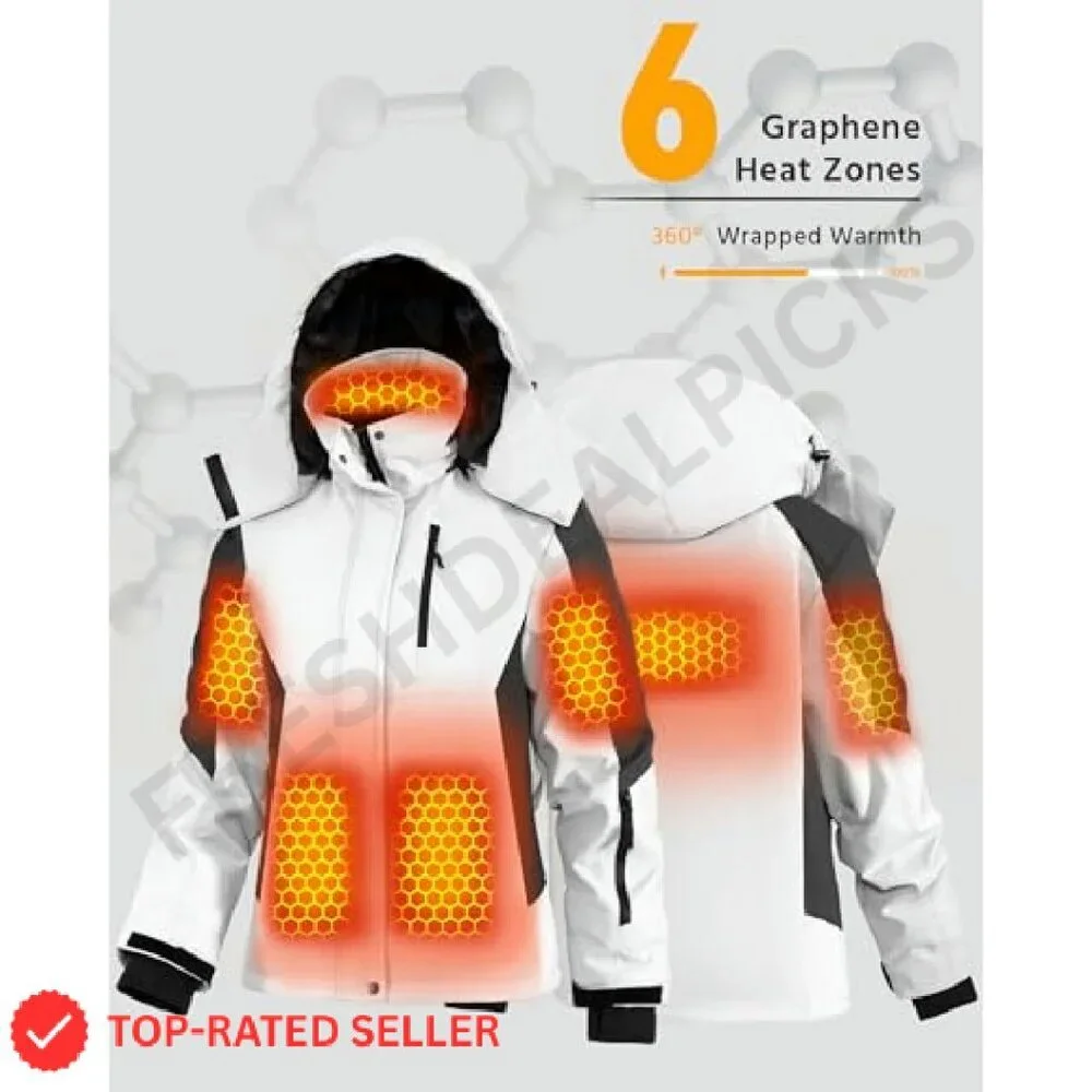 Graphene Heated Jacket Fast Charge Water Repellent Winter Casual Chic
